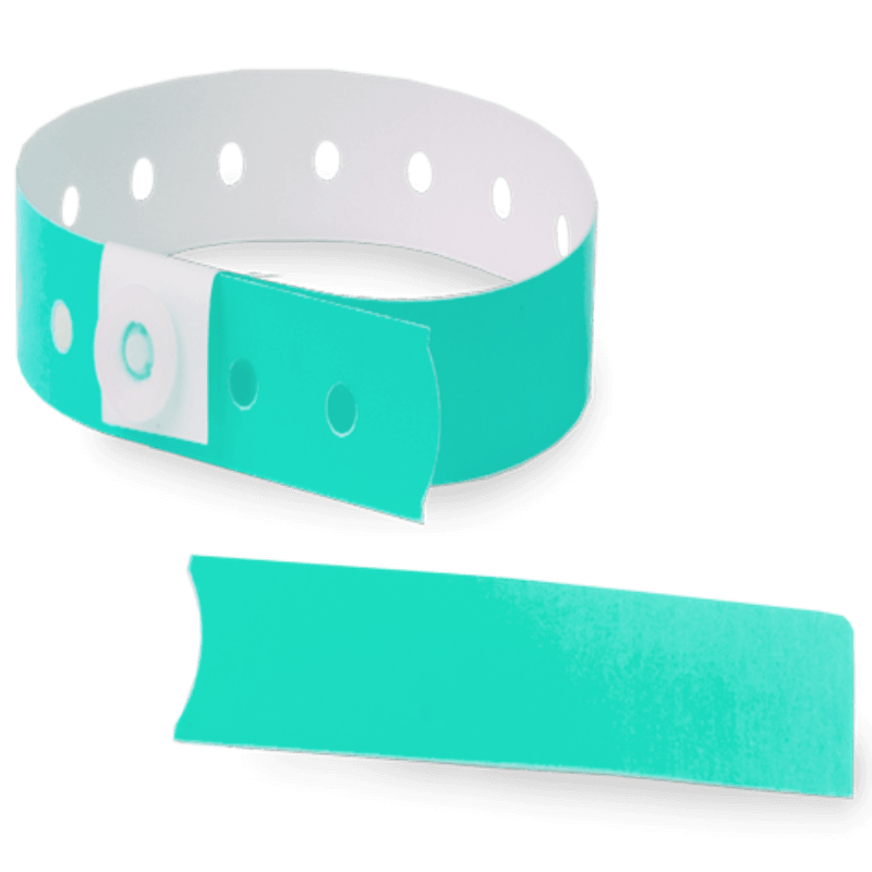aqua plastic slim solid wristband with a detachable stub 