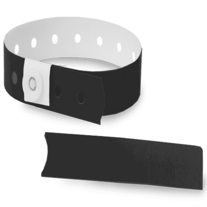 black plastic slim solid wristband with a detachable stub 
