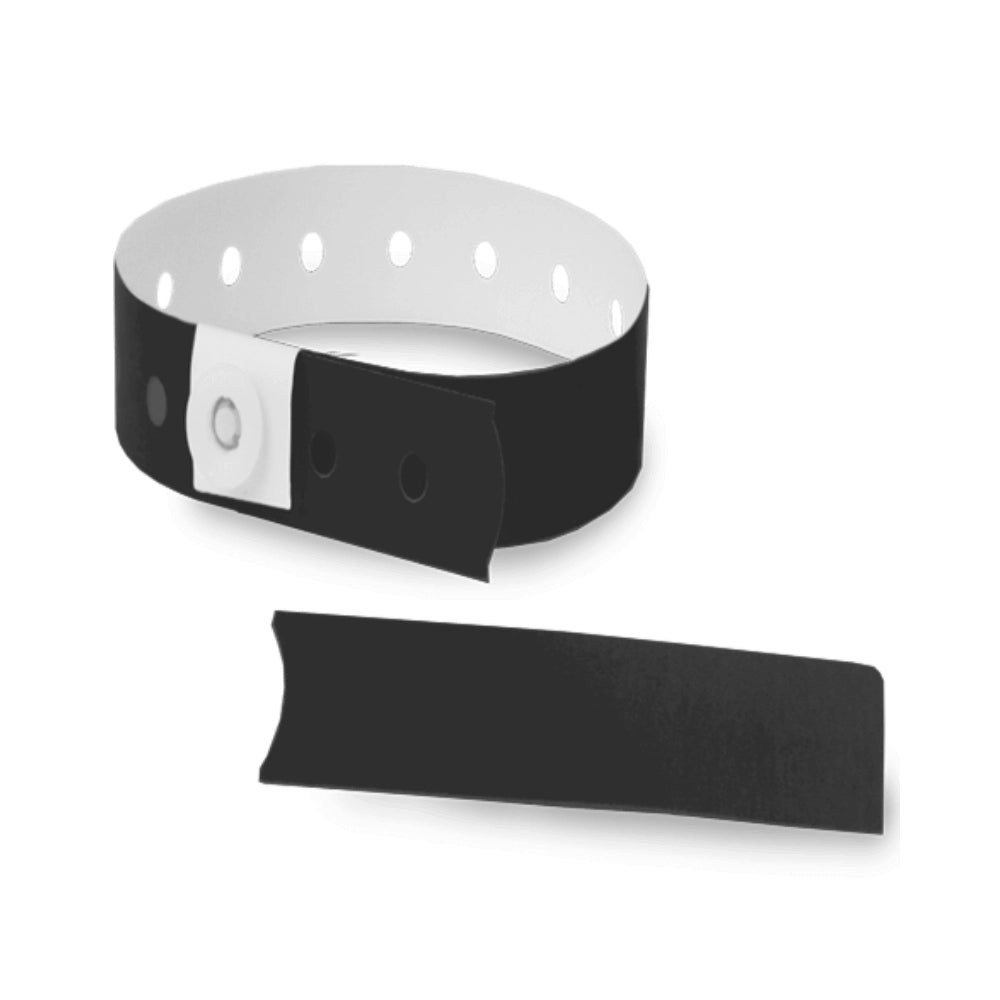 Plastic slim wristband with stub in black - shown in round 