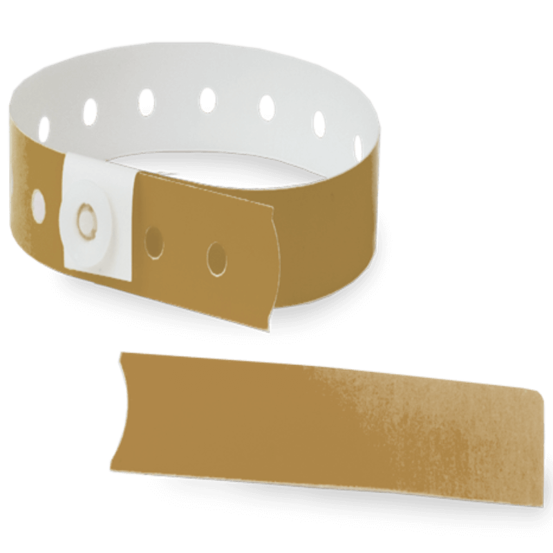 gold plastic slim solid wristband with a detachable stub 