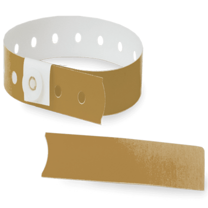 gold plastic slim solid wristband with a detachable stub 
