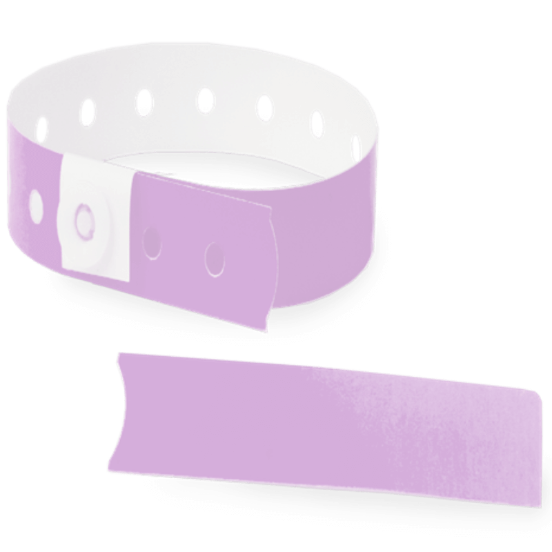 lavender plastic slim solid wristband with a detachable stub 