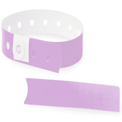 lavender plastic slim solid wristband with a detachable stub 