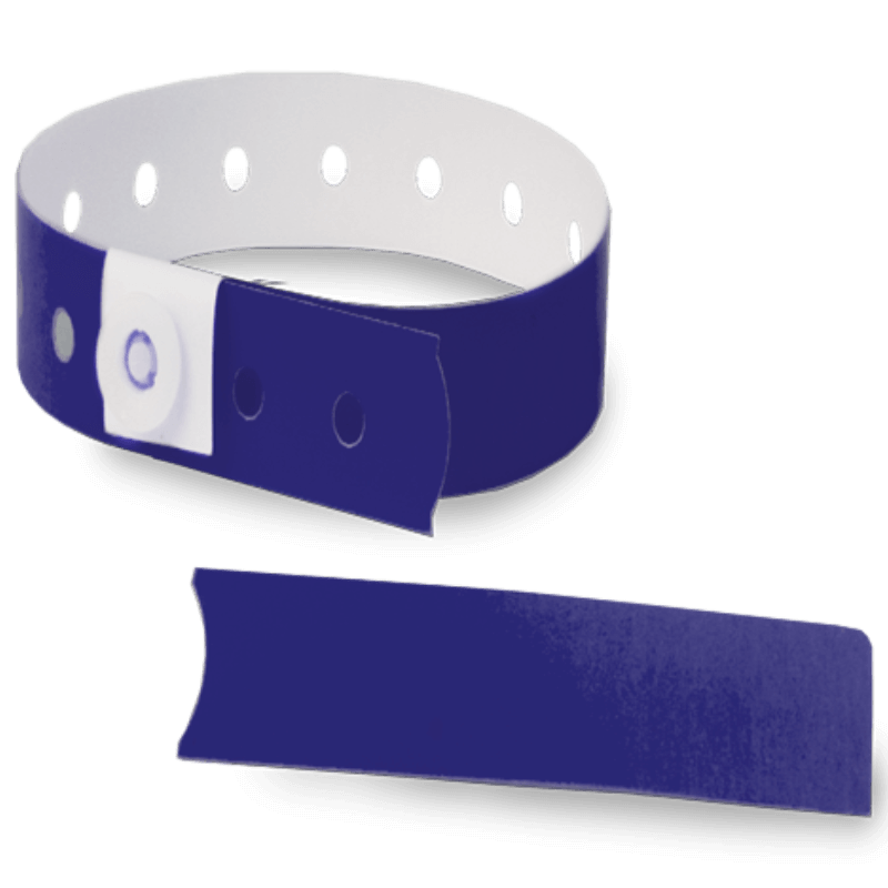 navy blue plastic slim solid wristband with a detachable stub 