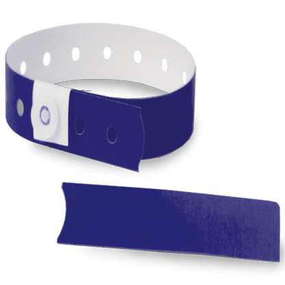 navy blue plastic slim solid wristband with a detachable stub 