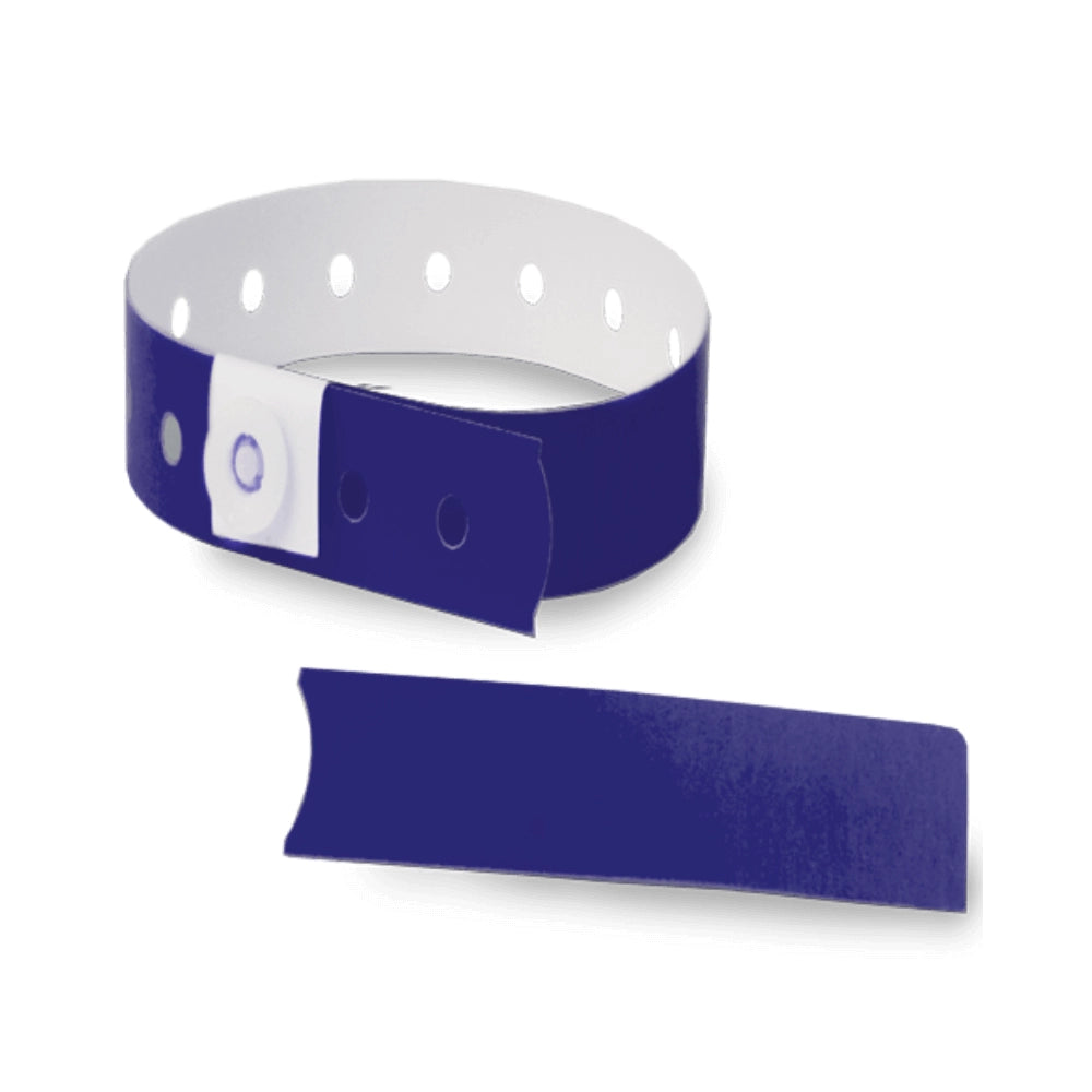 Plastic slim wristband with stub in navyblue - shown in round 