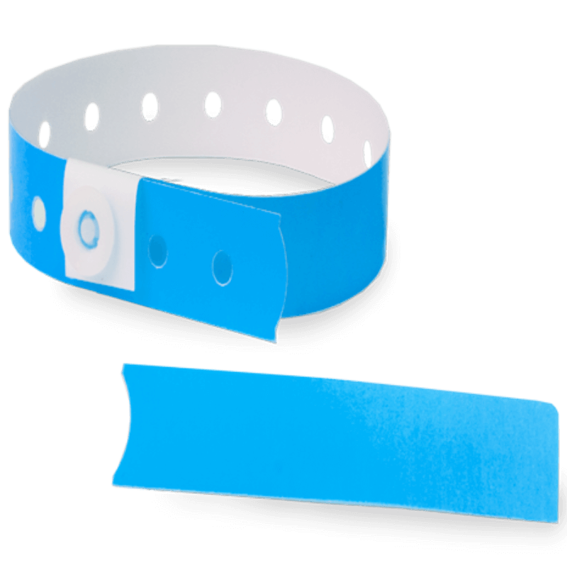 neon blue plastic slim solid wristband with a detachable stub 