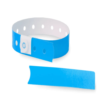 Plastic slim wristband with stub in neonblue - shown in round 