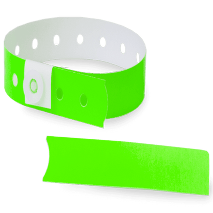 neon green plastic slim solid wristband with a detachable stub 