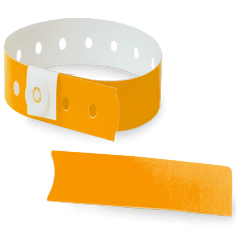 neon orange plastic slim solid wristband with a detachable stub 