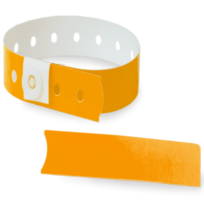 neon orange plastic slim solid wristband with a detachable stub 