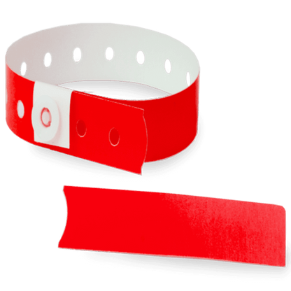 neon red plastic slim solid wristband with a detachable stub 