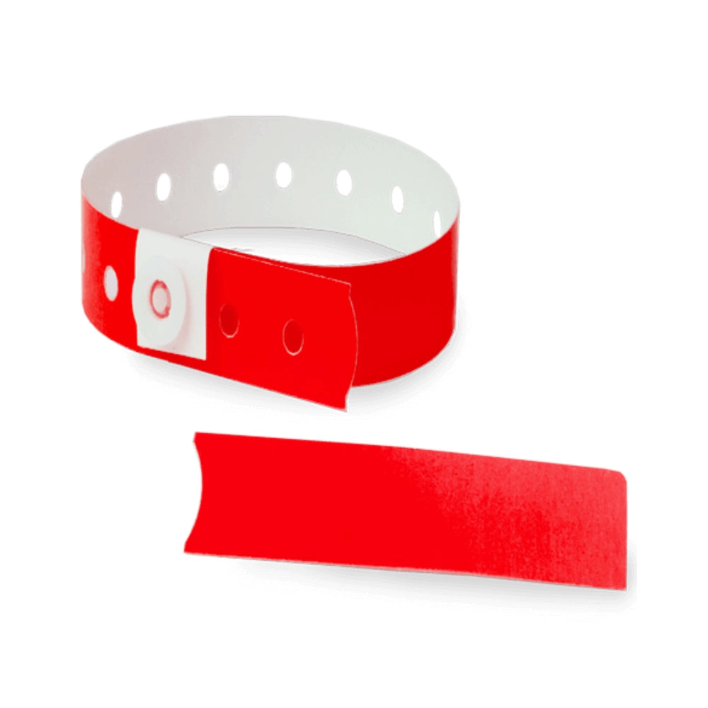 Plastic slim wristband with stub in neon red - shown in round 