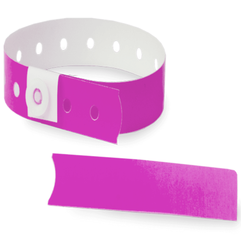 pantone purple plastic slim solid wristband with a detachable stub 