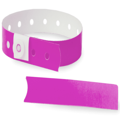 pantone purple plastic slim solid wristband with a detachable stub 