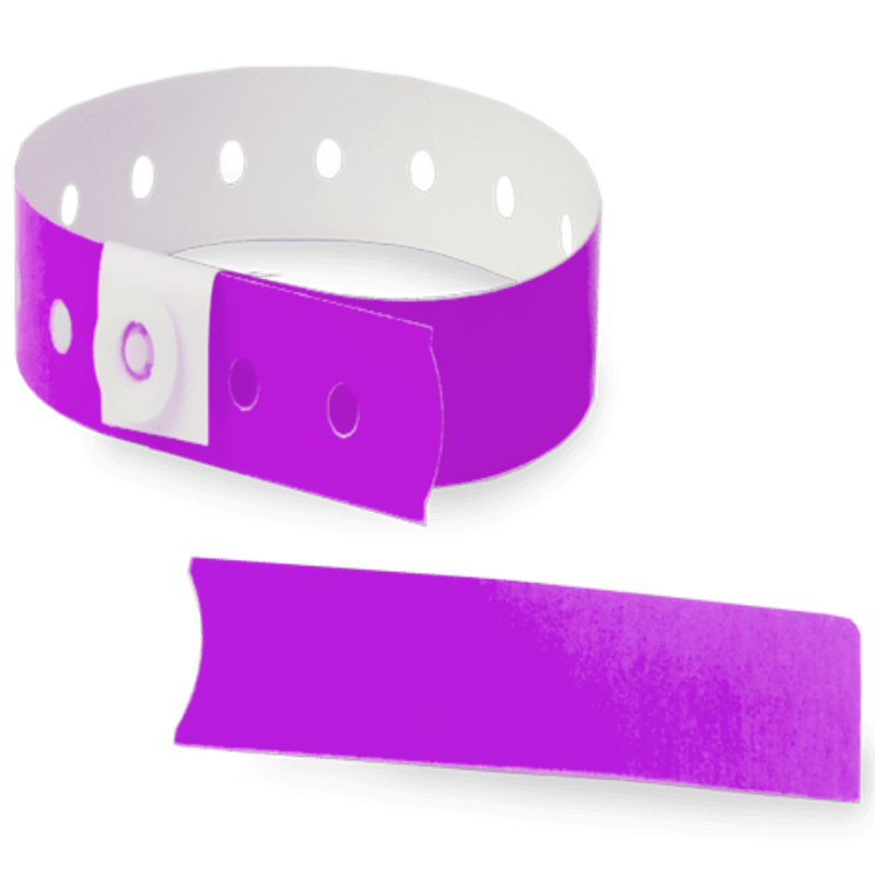 purple plastic slim solid wristband with a detachable stub 