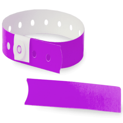 purple plastic slim solid wristband with a detachable stub 