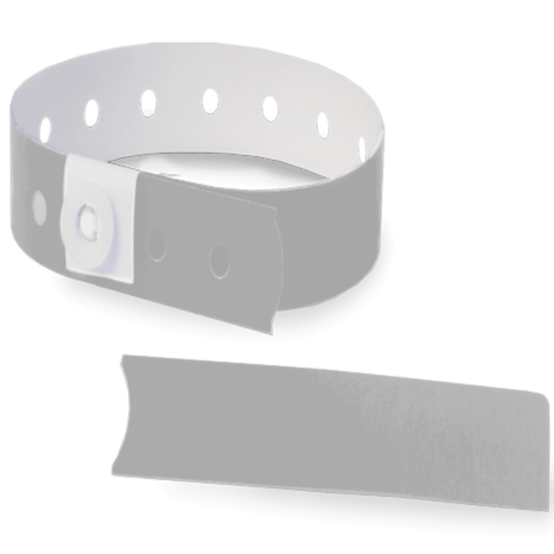 silver plastic slim solid wristband with a detachable stub 