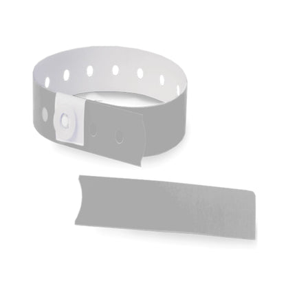 Plastic slim wristband in silver - shown in round with stub