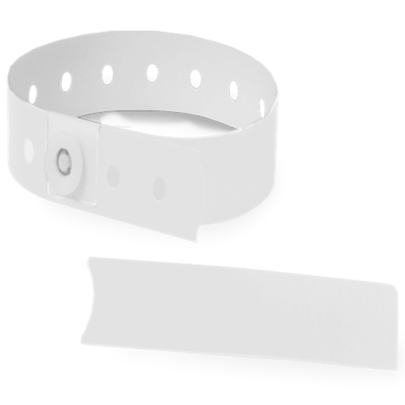 white plastic slim solid wristband with a detachable stub 
