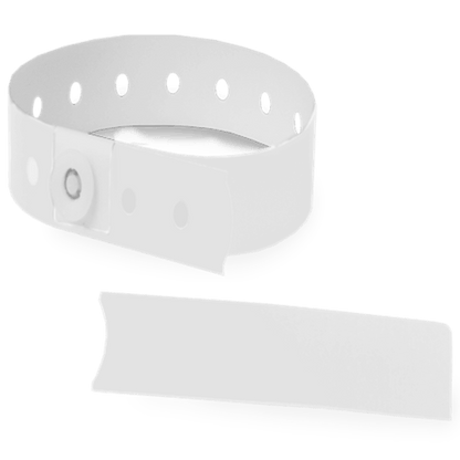 white plastic slim solid wristband with a detachable stub 