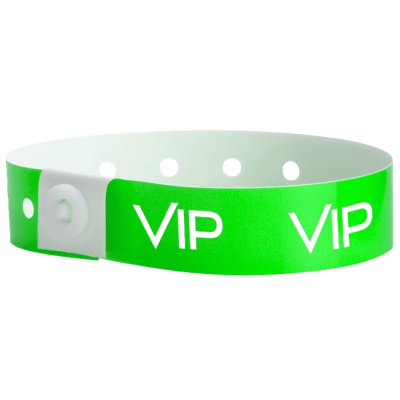 VIP plastic wristband in neon green