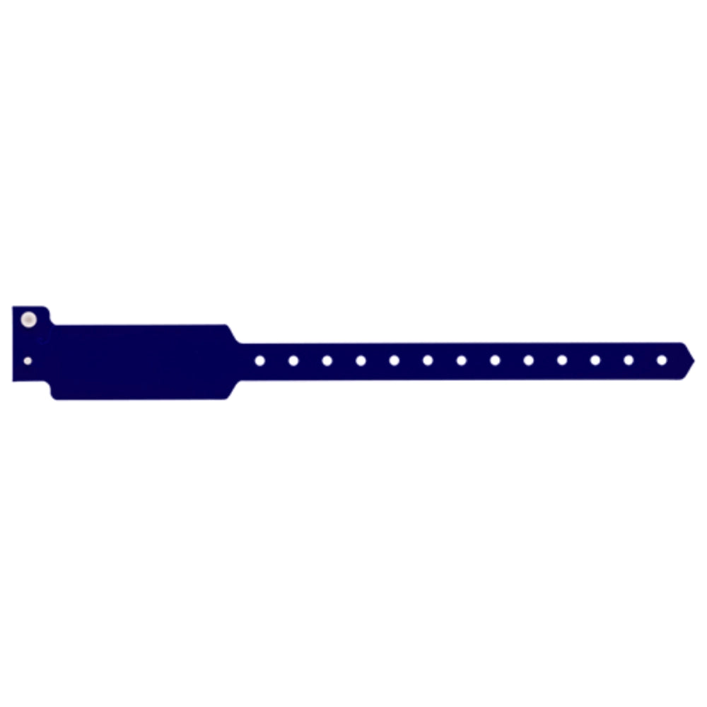 Plastic wide face wristband in navy blue - flat version shown 