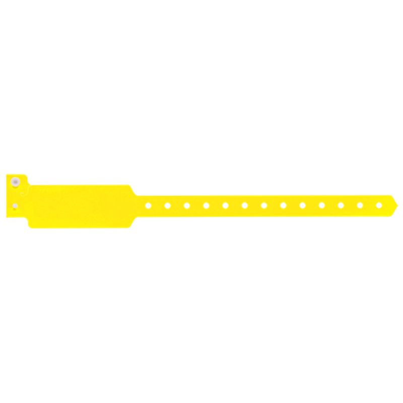 Wide face plastic solid wristband in pantone yellow
