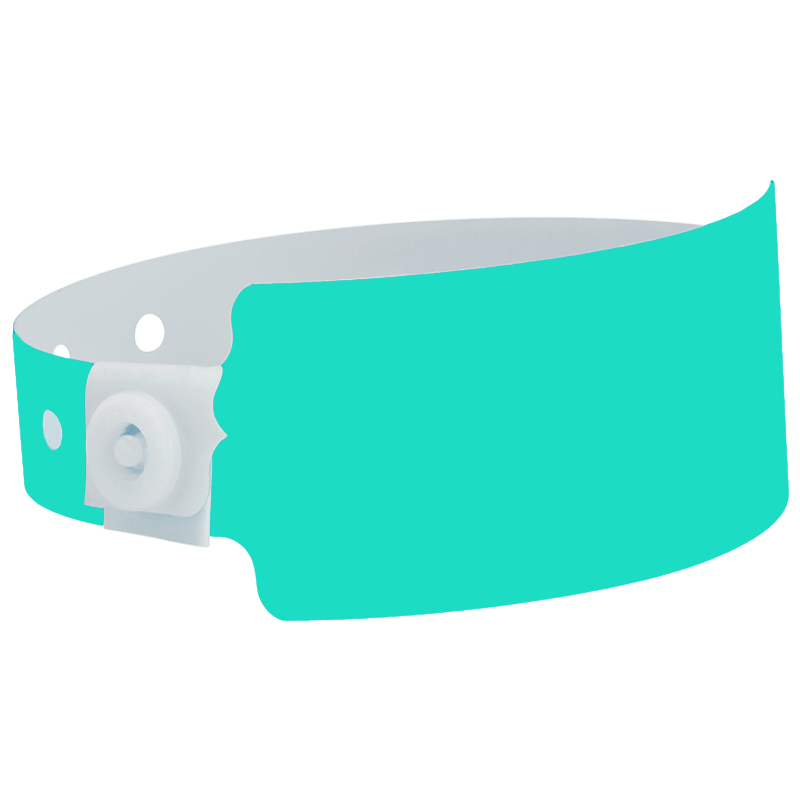 Wide face plastic solid wristband in aqua 
