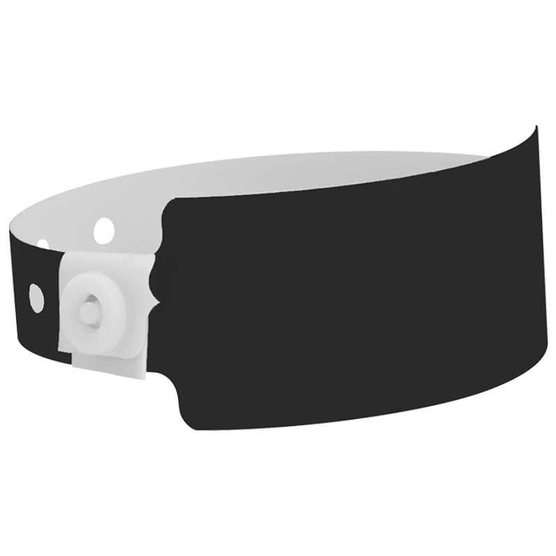 Wide face plastic solid wristband in black 