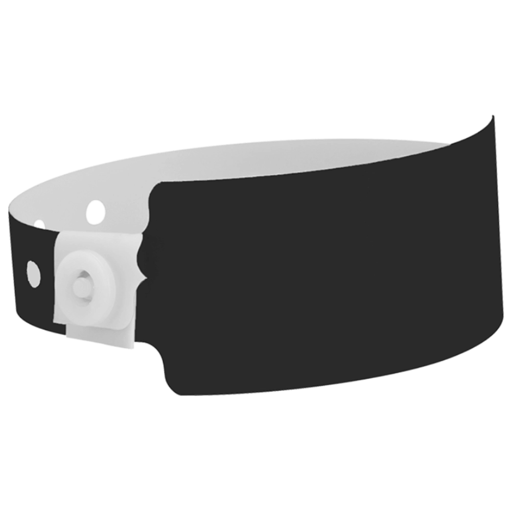 Plastic wide face wristband in black - shown in round 