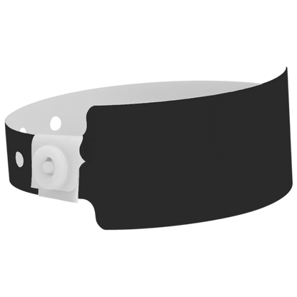 Plastic wide face wristband in black - shown in round 