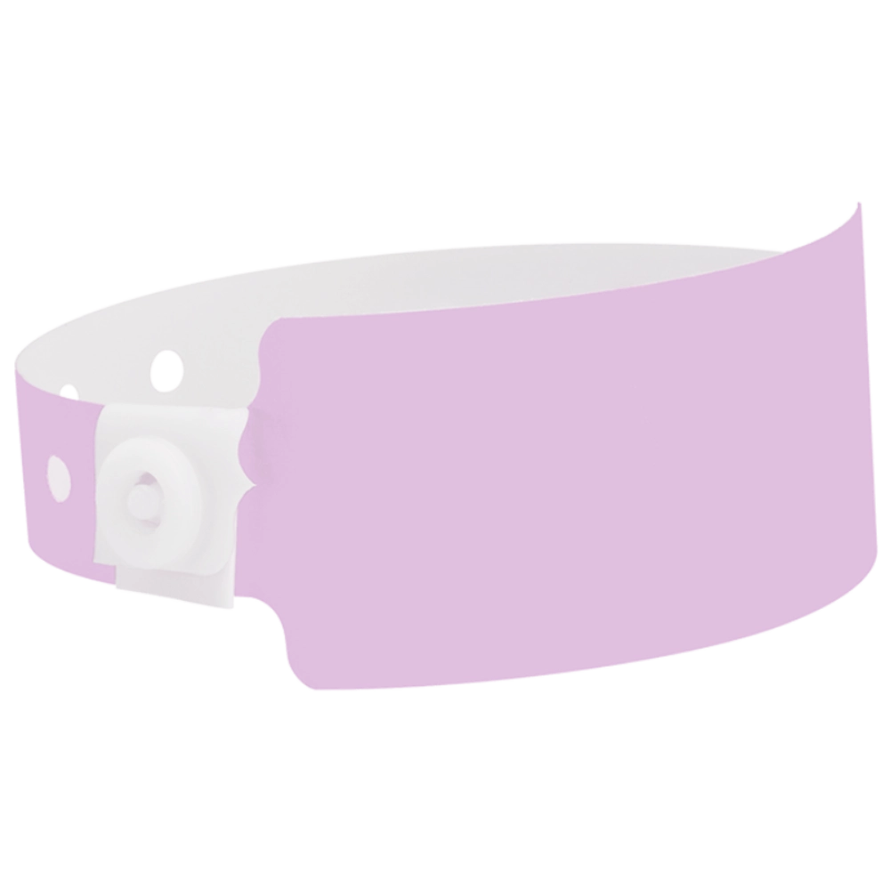 Plastic wide face wristband in lavender - shown in round 