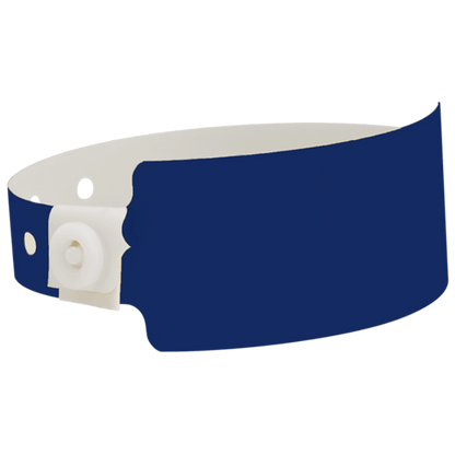 Plastic wide face wristband in navy blue - shown in round