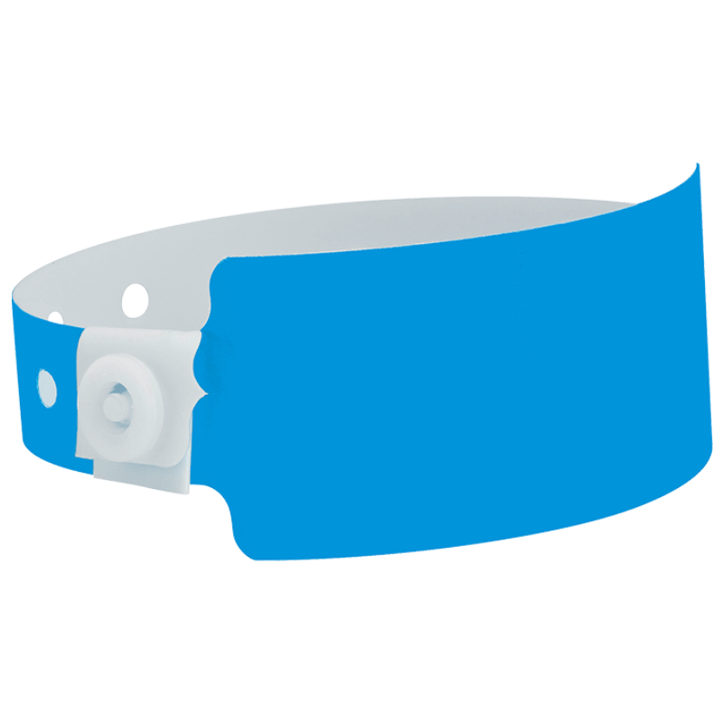 Wide face plastic solid wristband in neon blue 