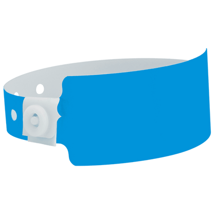 Wide face plastic solid wristband in neon blue 