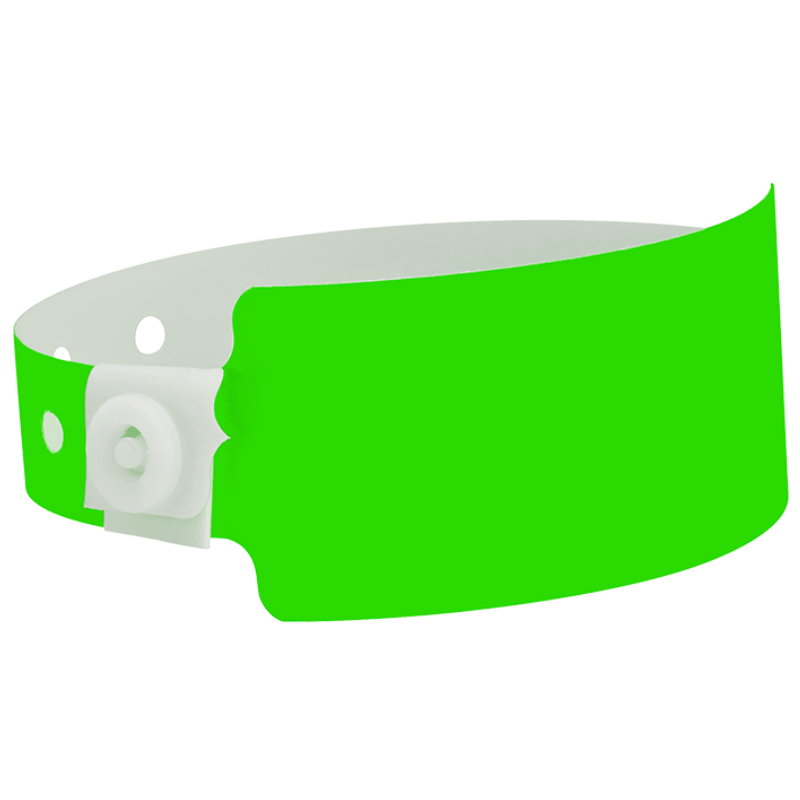 Wide face plastic solid wristband in neon green