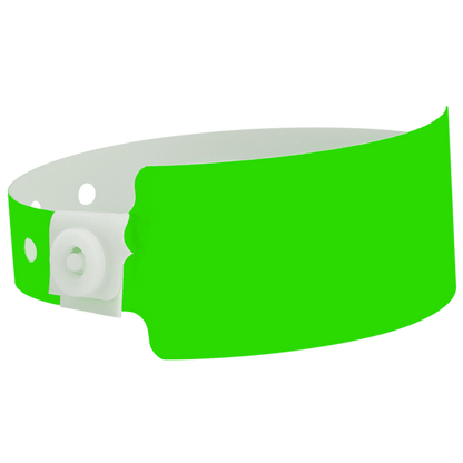 Wide face plastic solid wristband in neon green