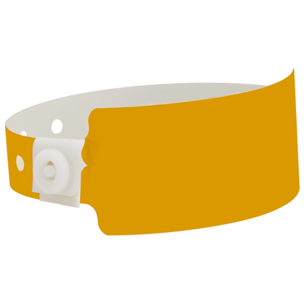 Plastic wide face wristband in neon orange - shown in round 
