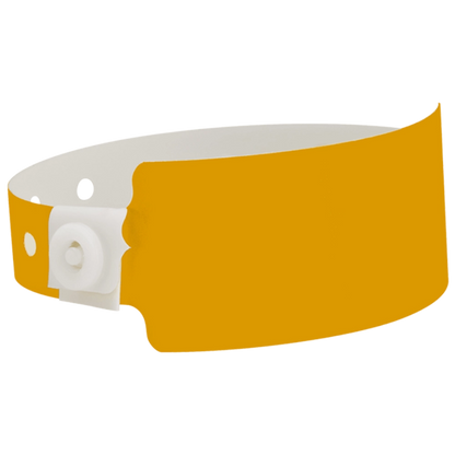 Plastic wide face wristband in neon orange - shown in round 