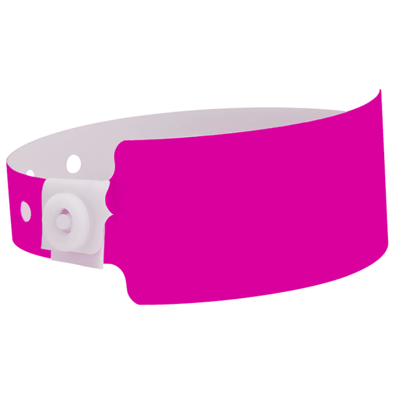 Wide face plastic solid wristband in neon pink