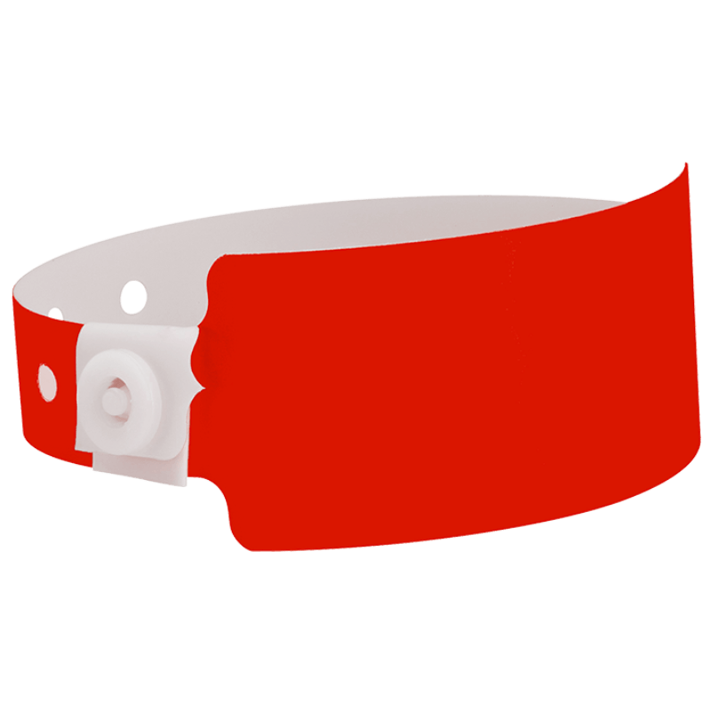 Wide face plastic solid wristband in red