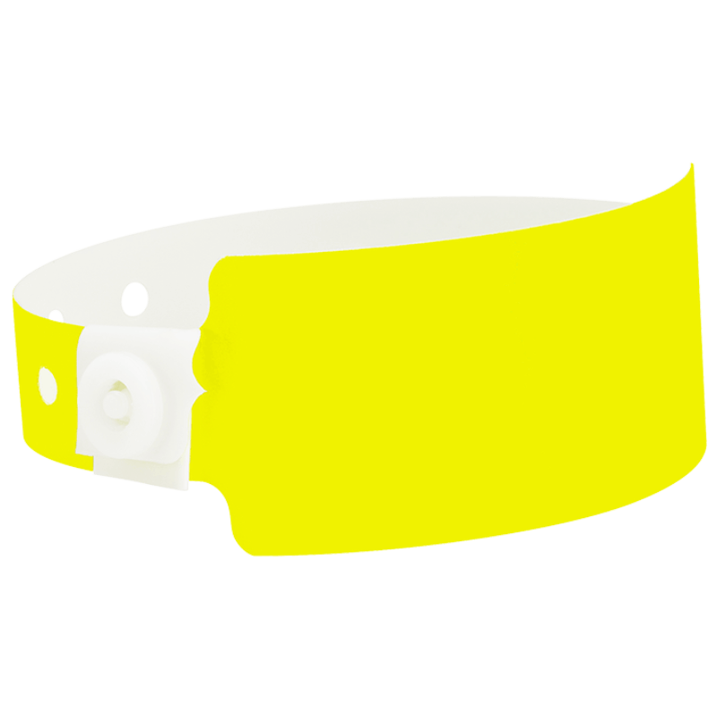 Wide face plastic solid wristband in neon yellow
