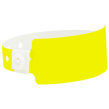 Wide face plastic solid wristband in neon yellow