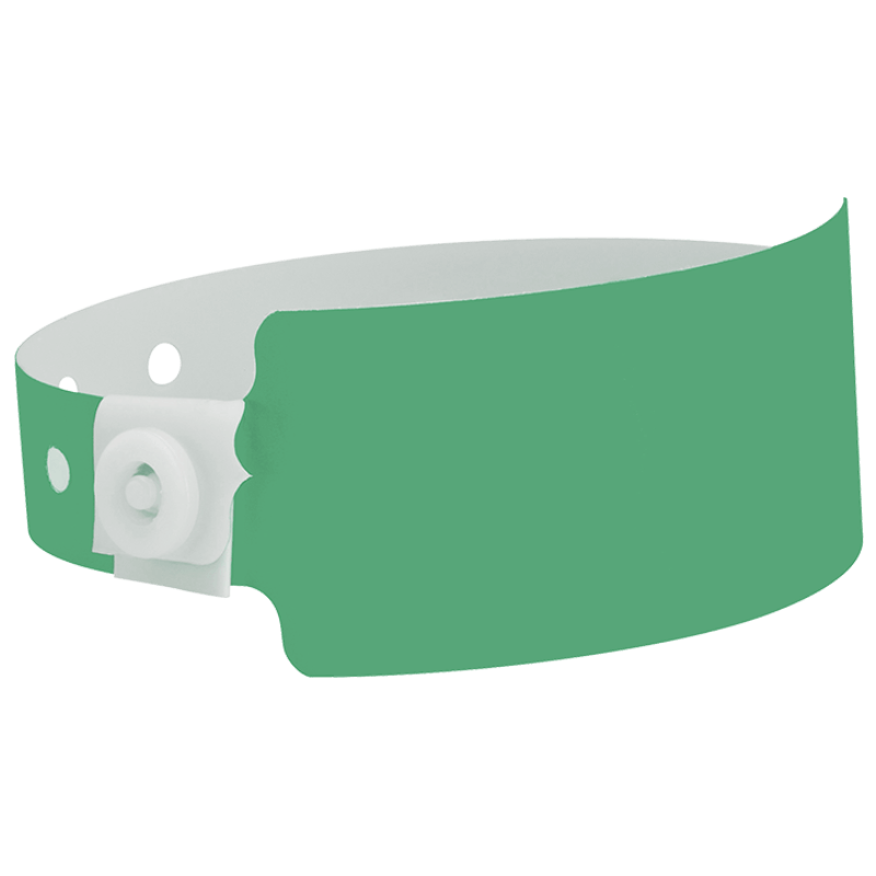 Wide face plastic solid wristband in pantone green