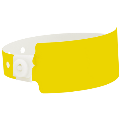Wide face plastic solid wristband in pantone yellow
