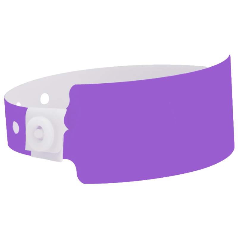 Wide face plastic solid wristband in purple