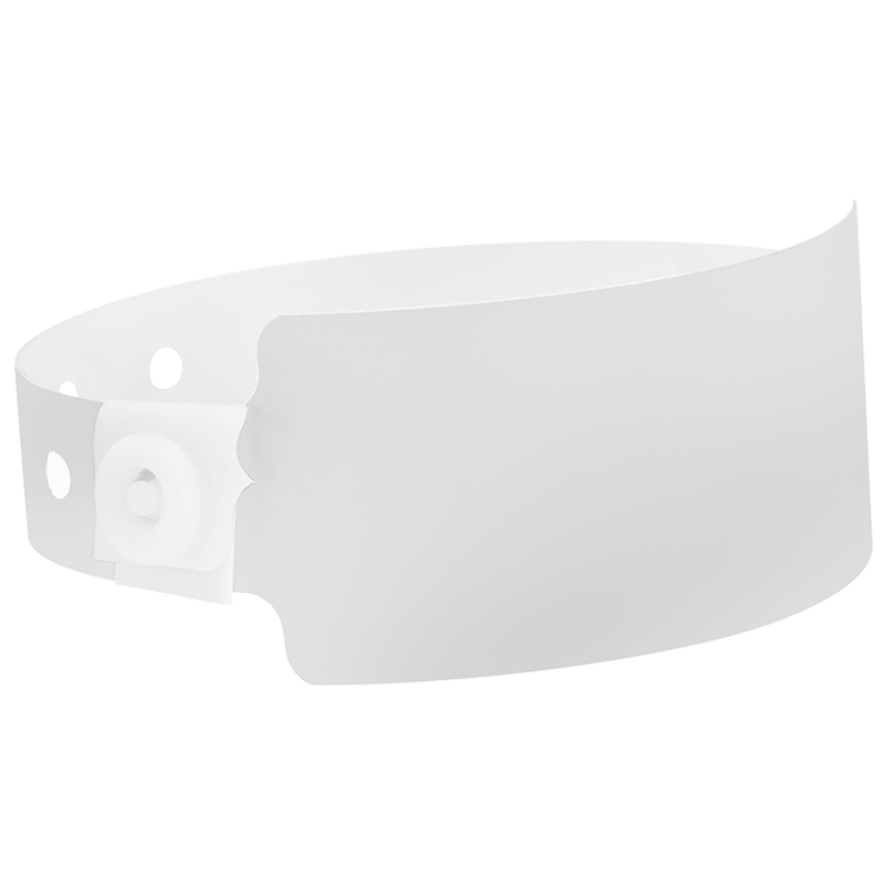 Wide face plastic solid wristband in white