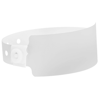 Plastic wide face wristband in aqua - shown in round white