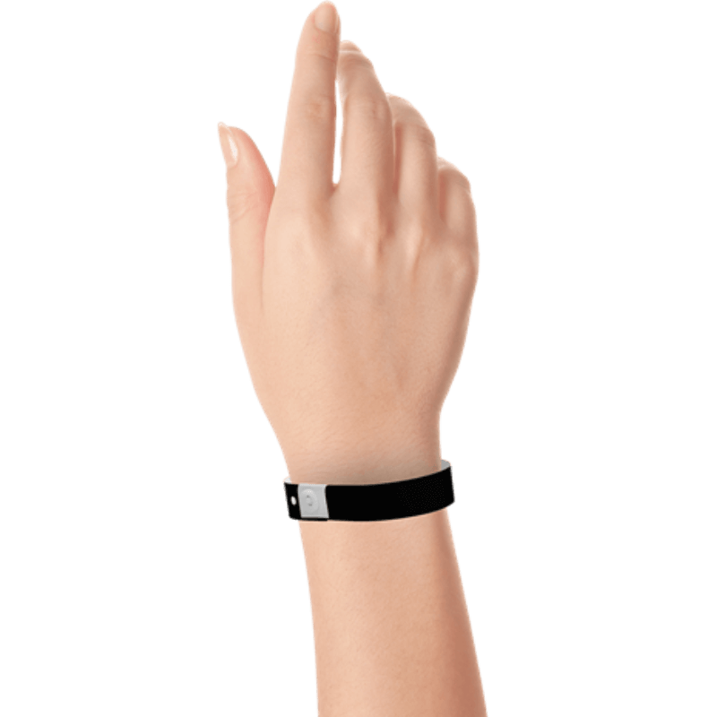 black plastic regular 3/4" solid wristband on hand
